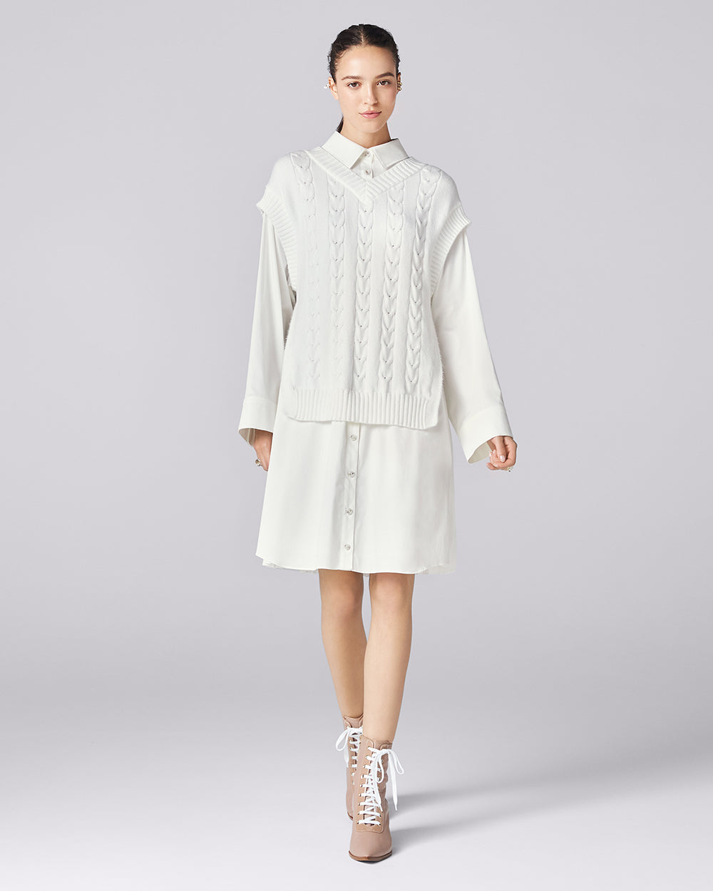 White College Knit Dress: additional content image block 4