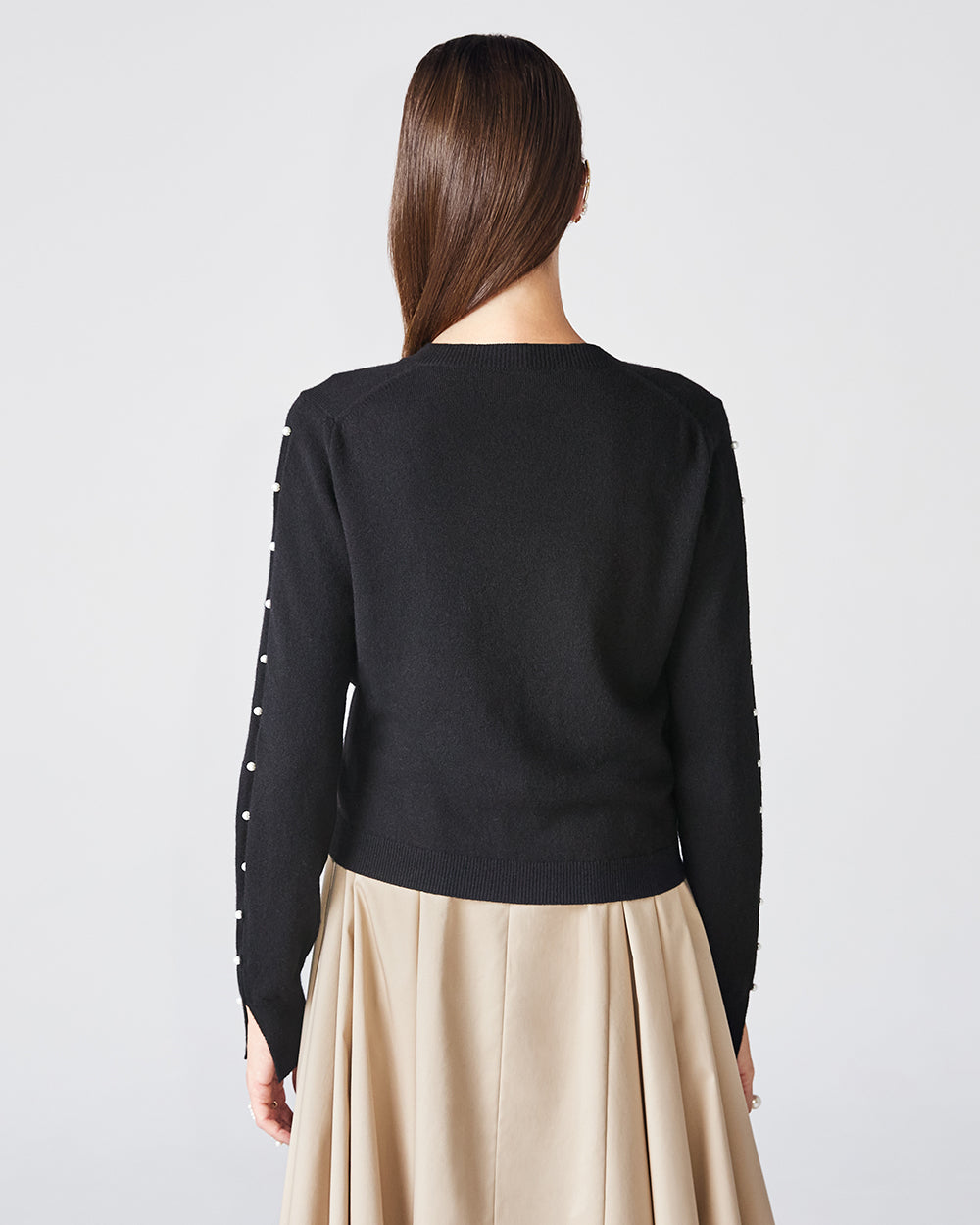 Black Dew Drop Cashmere Cardigan: additional content image block 1