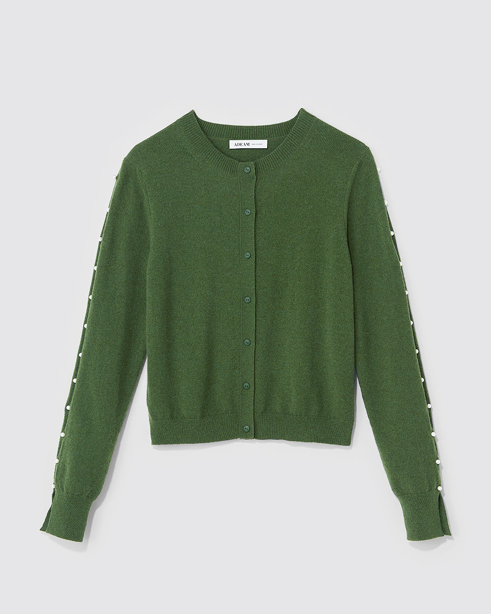 Forest Green Dew Drop Cashmere Cardigan: additional content image block 3