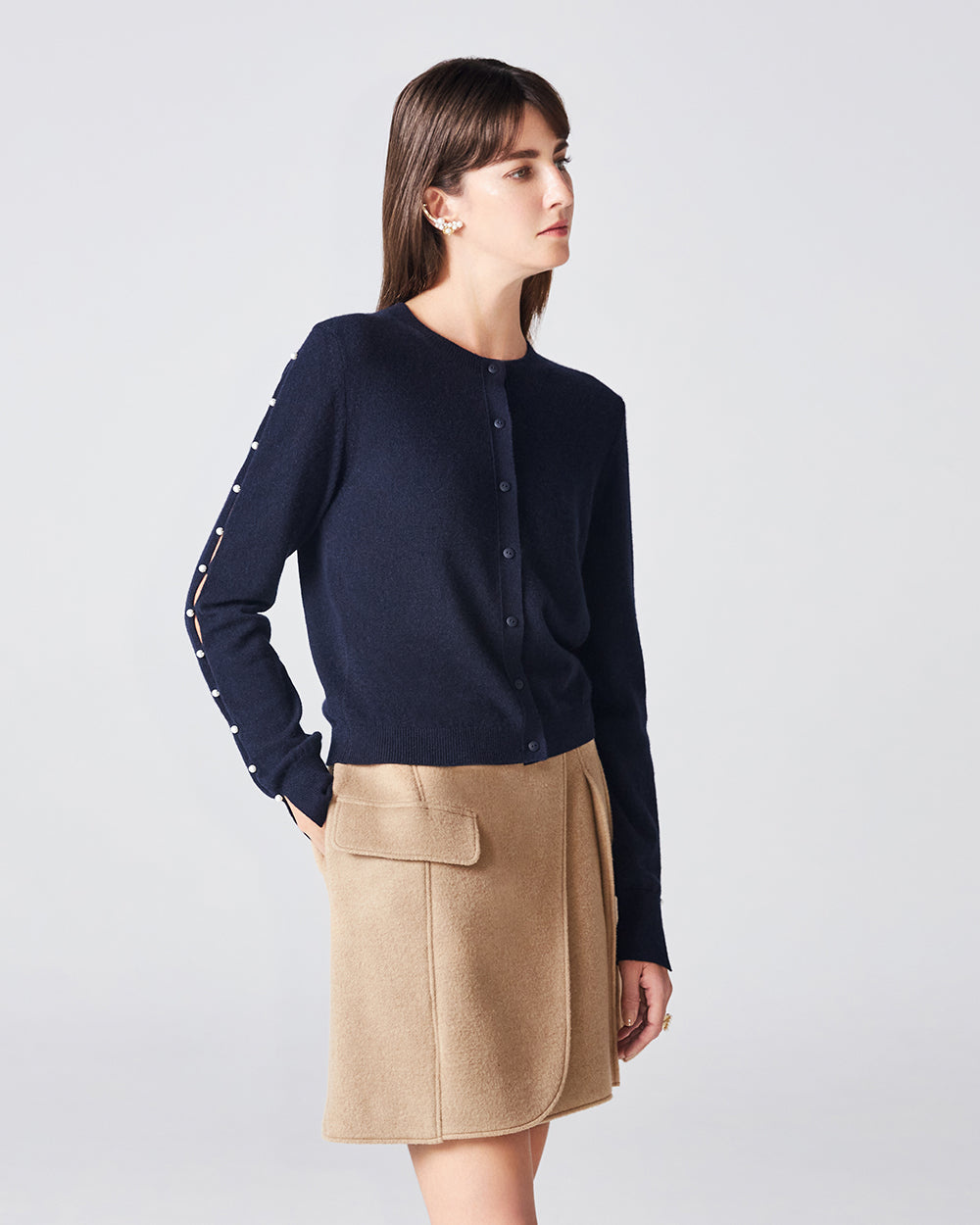 Midnight Dew Drop Cashmere Cardigan: additional content image block 3