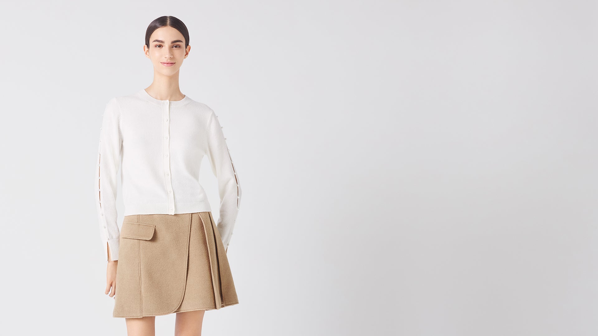White Dew Drop Cashmere Cardigan: hero banner