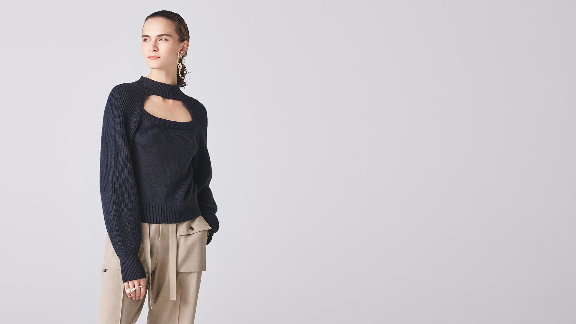 Dark Navy Void Turtleneck Top: hero banner