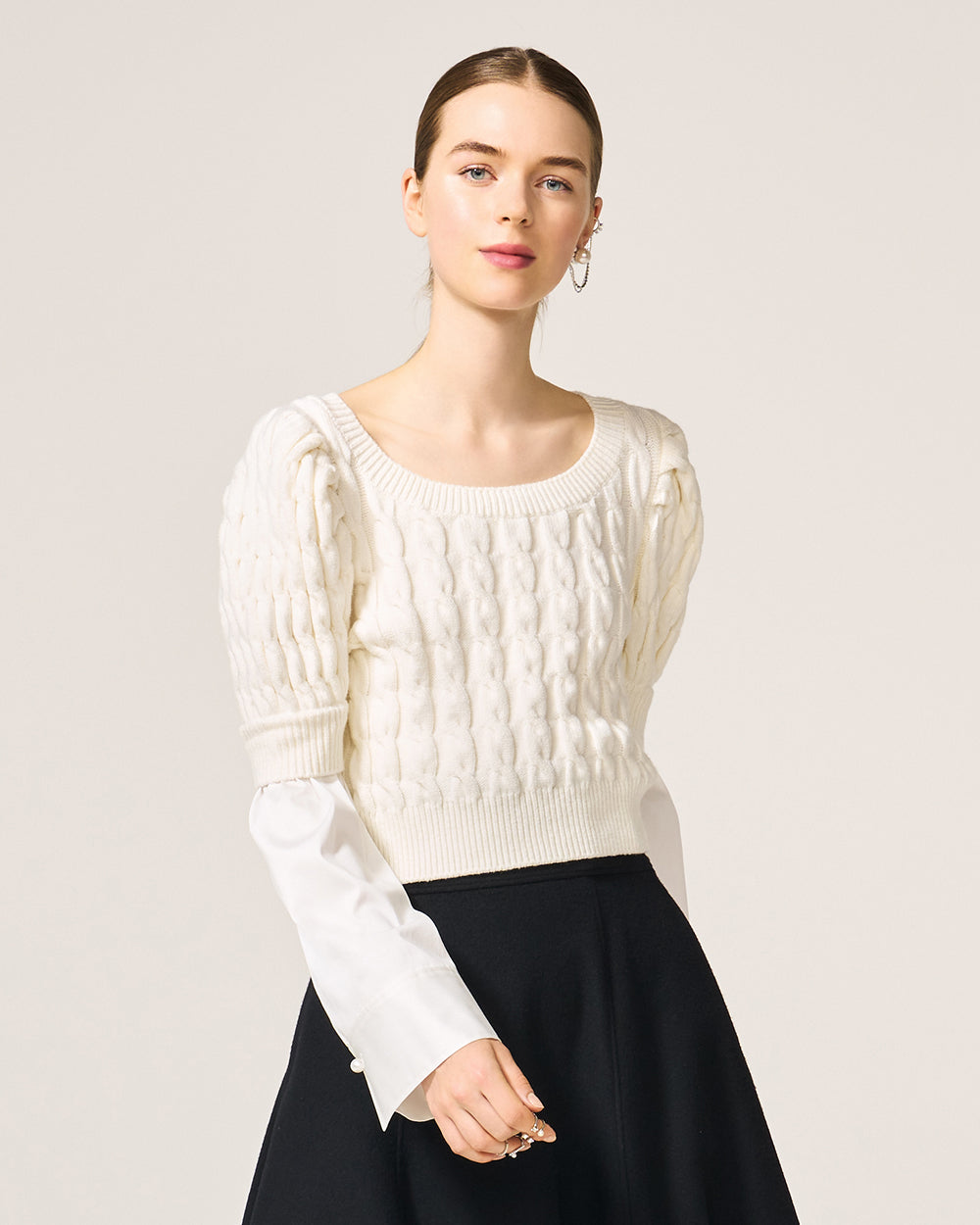Ivory Joan Knit Top View 1