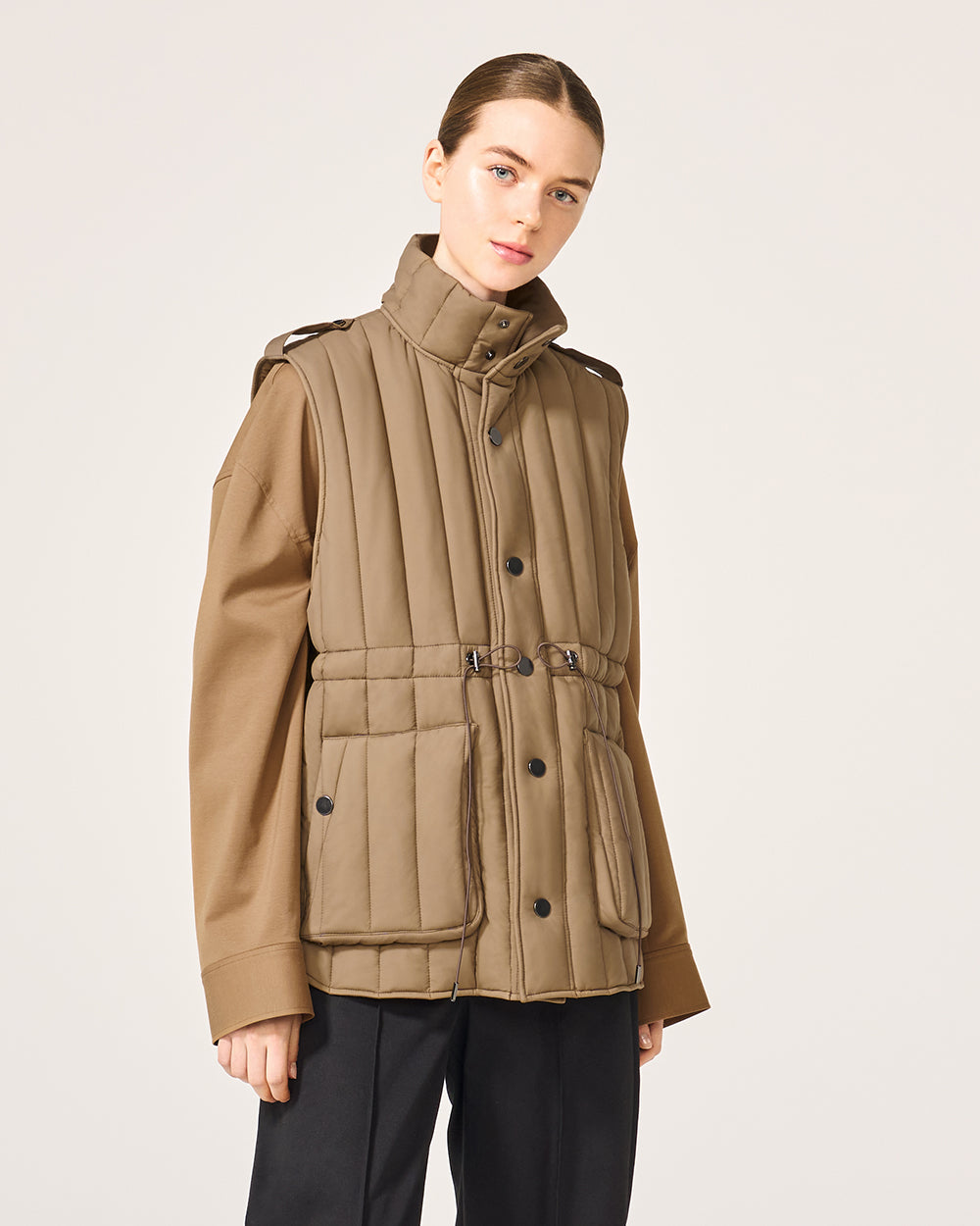 Beige Jerry Puffer Vest View 1