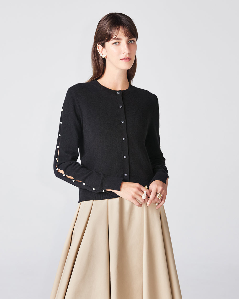 Black Dew Drop Cashmere Cardigan View 1