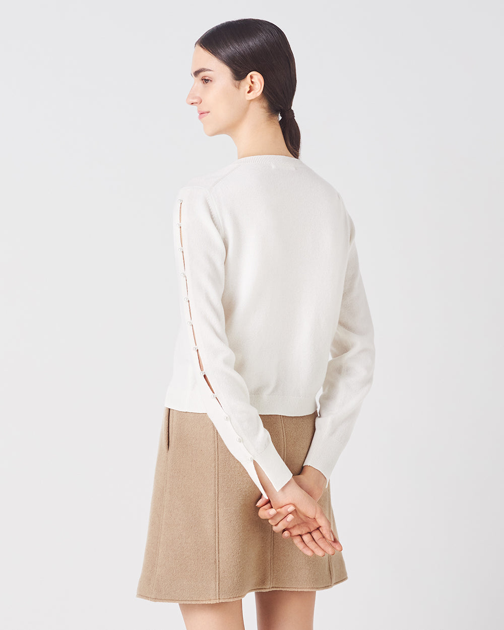 White Dew Drop Cashmere Cardigan View 1